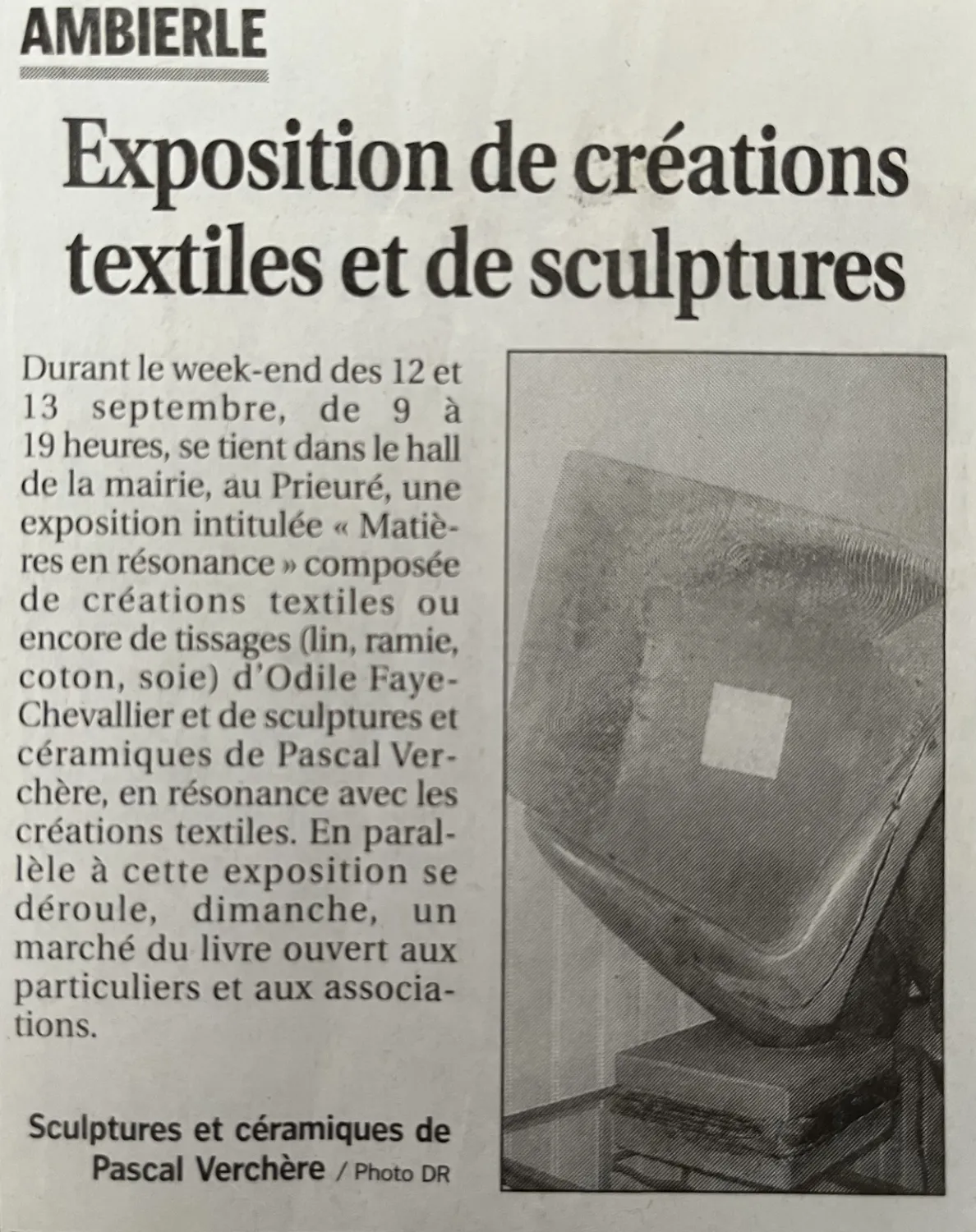 Exposition de création textiles et de sculptures